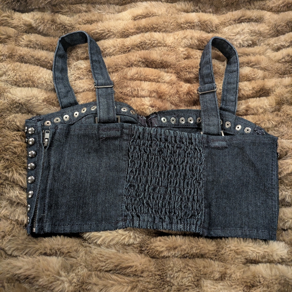 Studded Denim Crop Top - Picture 2 of 2